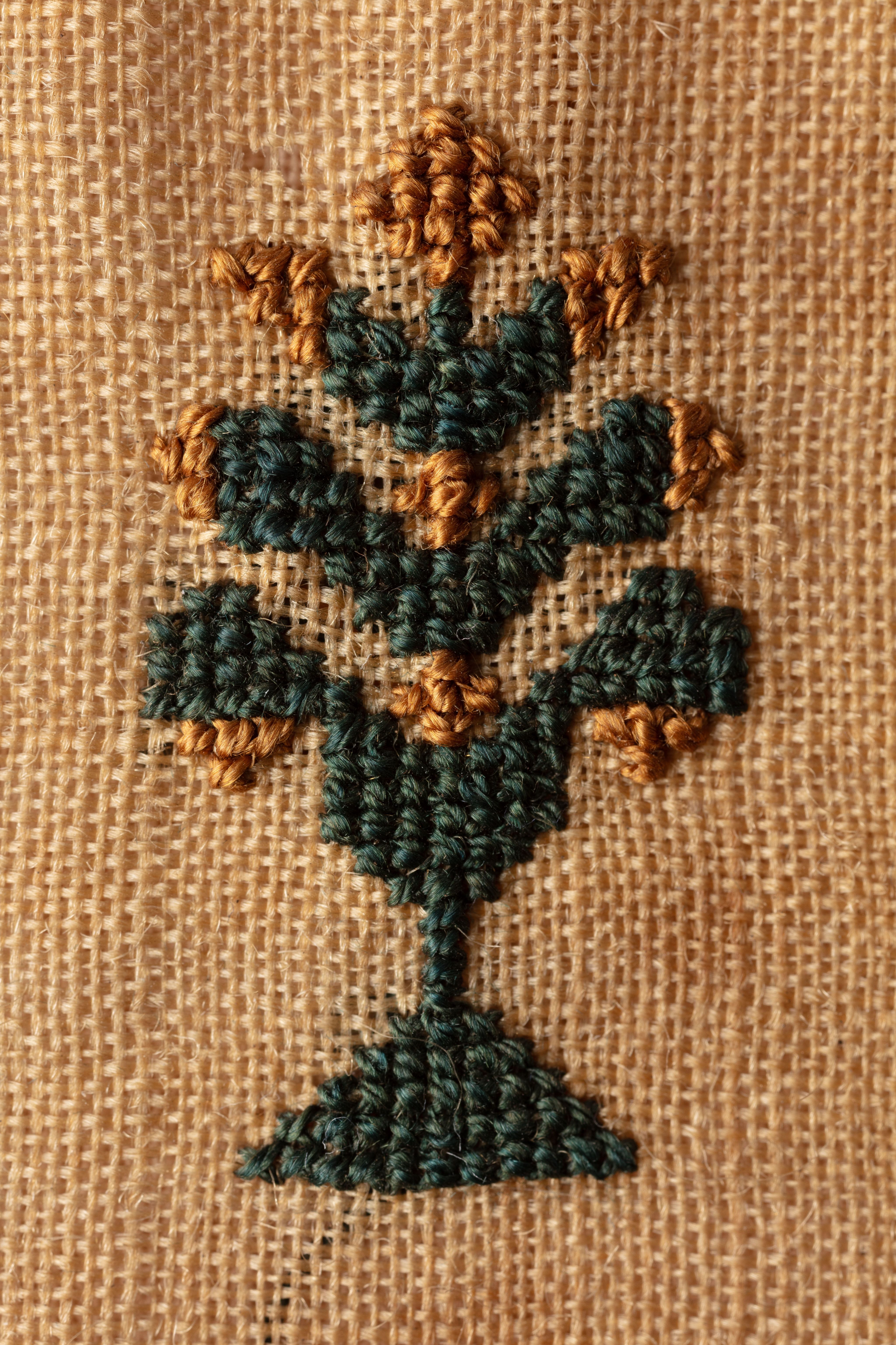 fine cloth, finely stitched sampler with texts, alphabets, numerals, and motifs.